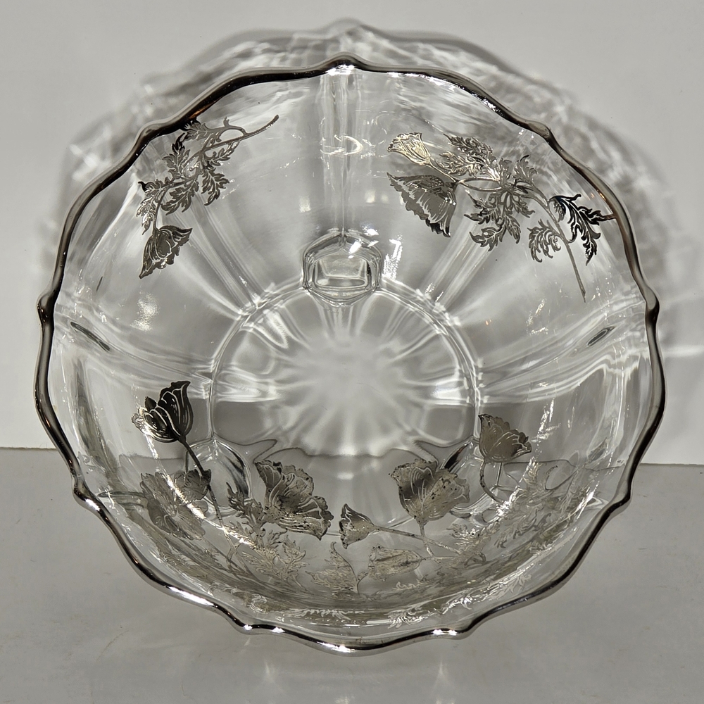 Elegant Silver-Trimmed Glass Bowl